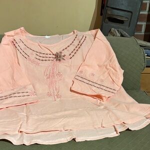 Peach Embroidered Blouse